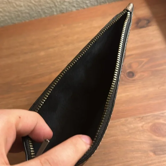 Coach reverse logo thin long zip wallet